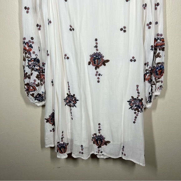 Free People Womens Oxford Boho Embroidered White Floral Flowy Dress NWT Small - Picture 4 of 11